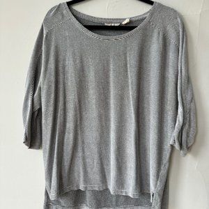 Christian Siriano New York Gray and White Striped Top, Size L